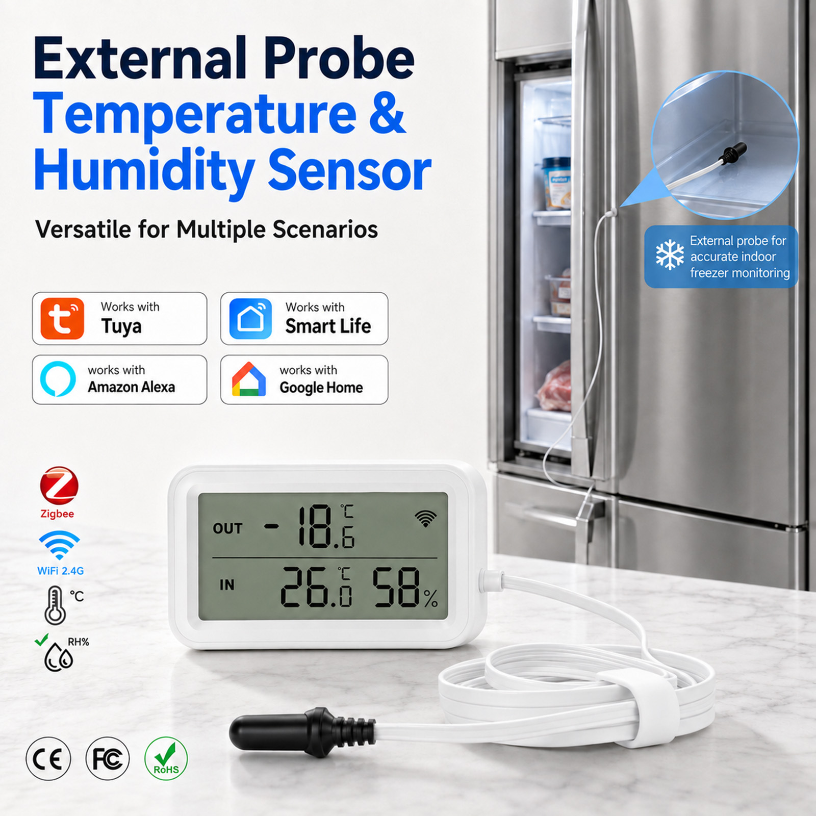 Wifi Thermostat - Внешний водонепроницаемый датчик температуры и влажности