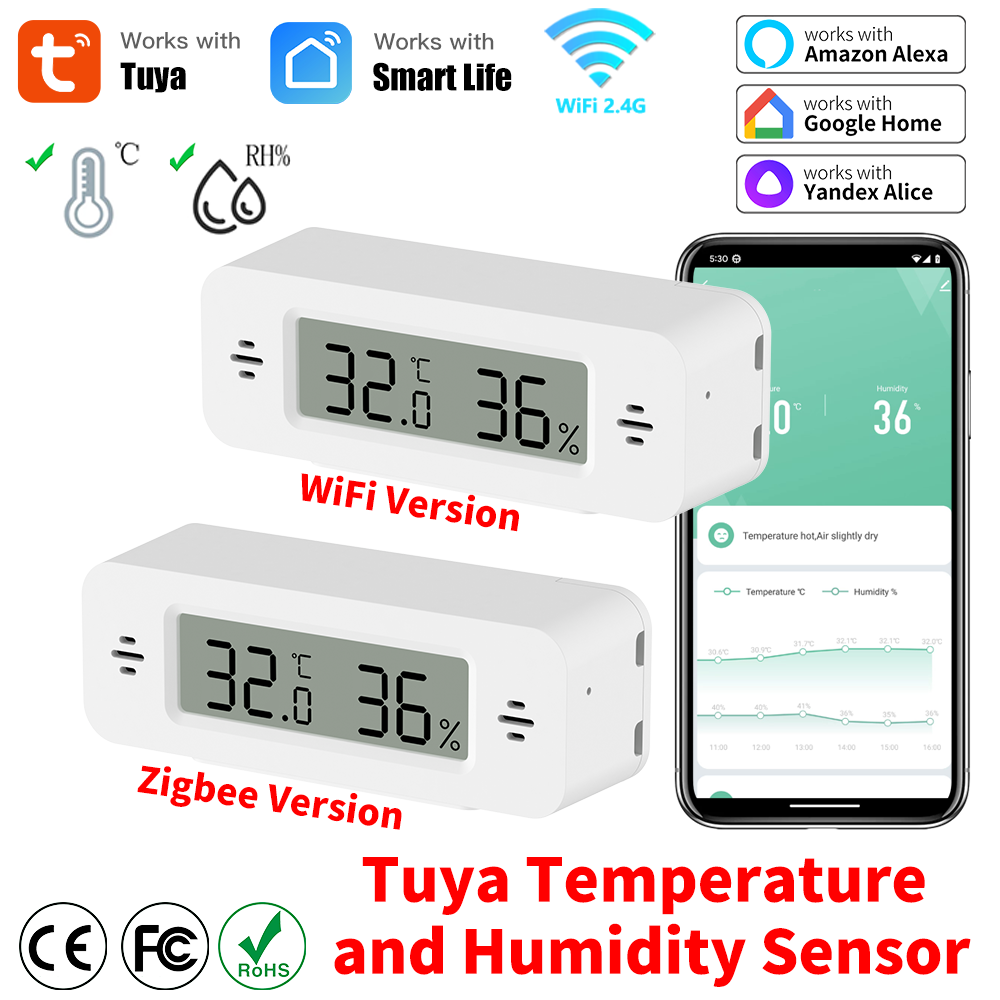 Smart Home Automation Kit - Датчик температуры и влажности Tuya Wi-Fi/Zigbee,