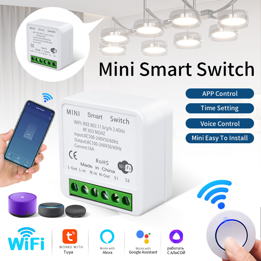 Smart Light Switch Wifi - Беспроводной Wi-Fi релейный приемник Tuya RF433Mhz