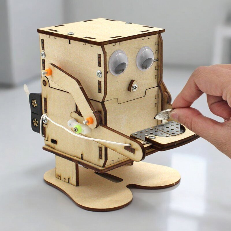 Деревянный сборный робот-монет – обзор и цена Stem Robotics Kit