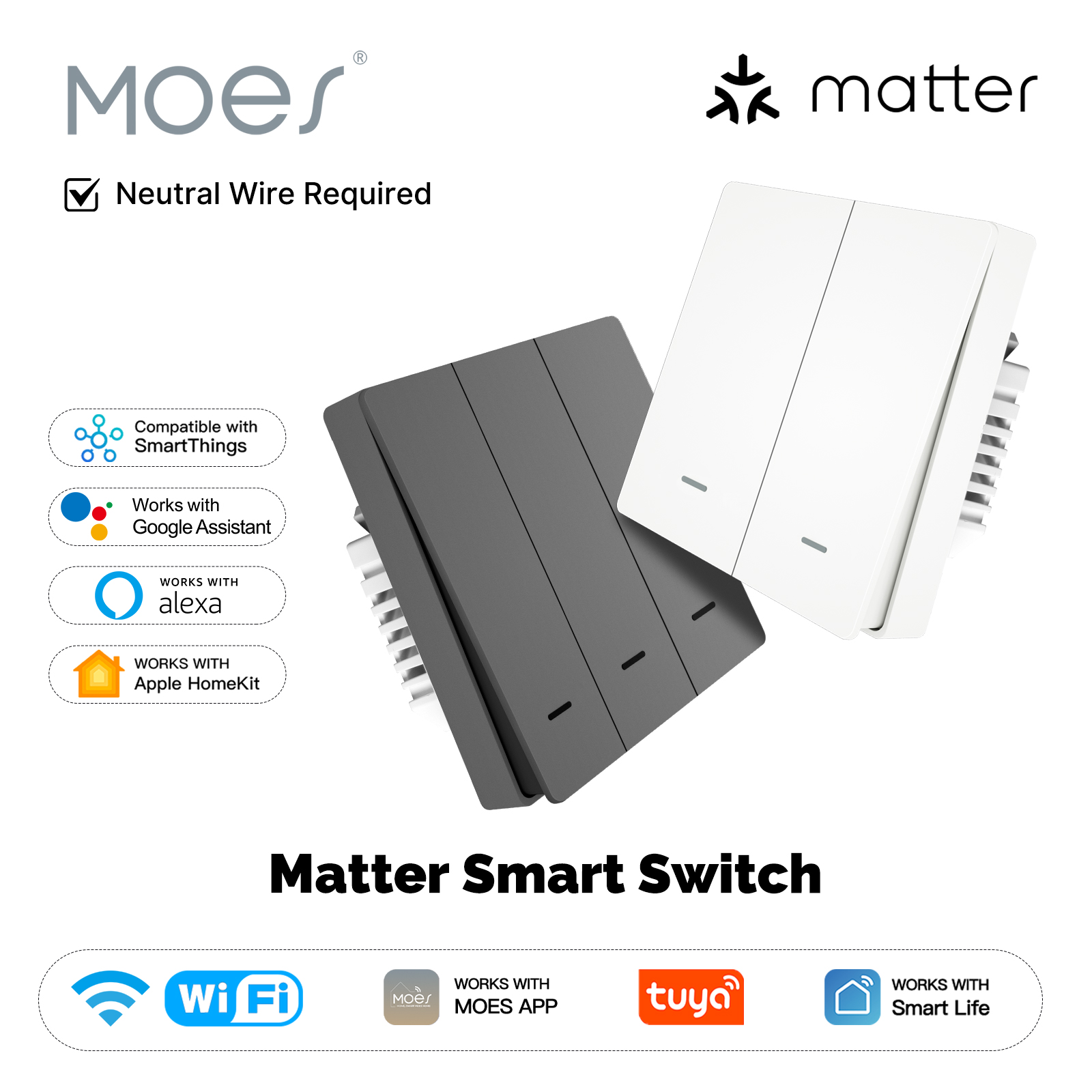 MOES Matter Tuya Wi-Fi умный к – обзор и цена Smart Light Switch Wifi
